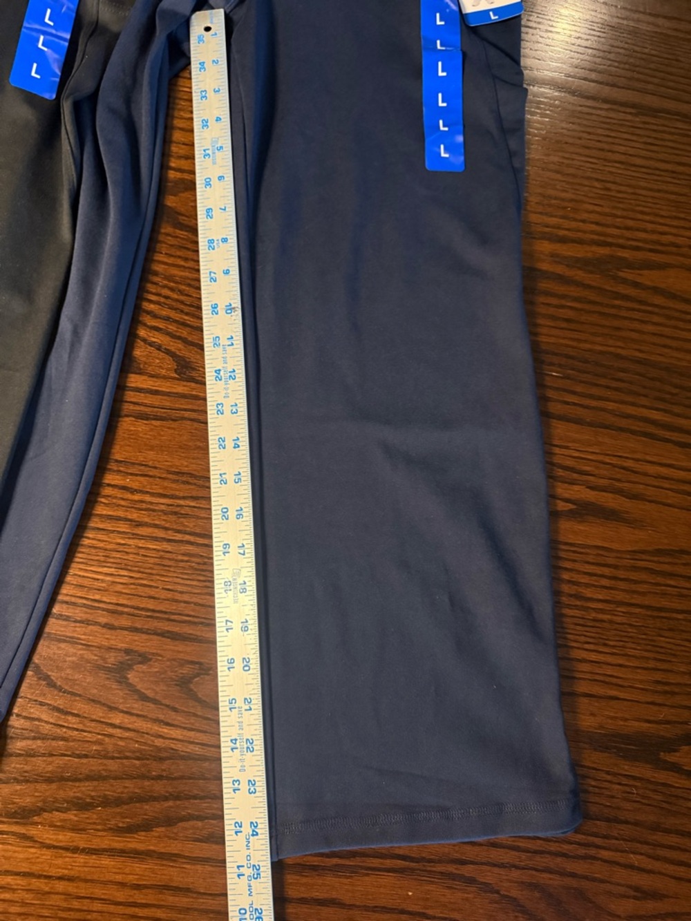 Jockey Cropped Slit Flare Pants NWT 2 Pair Bundle Dark Blue/ Black Side Pocket L - Picture 7 of 11